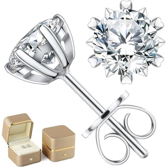 Earrings for Women, Gifts for Wife Mom, 0.6 carat-3 carat Moissanite Stud - Picture 7 of 7